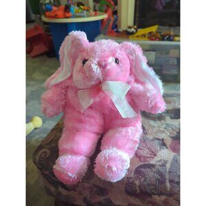 Dandee Collector's Choice Pink Bunny Rabbit Plush 12" Stuffed Animal Shiny Pink